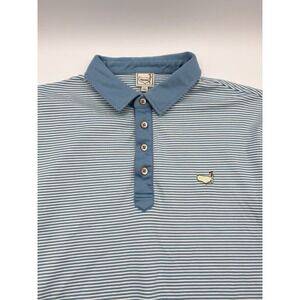 Masters Pin Striped Golf Activewear Mens XL Short Sleeve Blue Polo Shirt